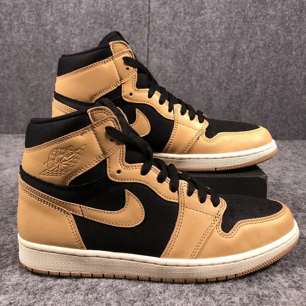 Nike Air Jordan 1‎ Retro High OG Mens Size 9.5 Tan Black Heirloom 555088-202